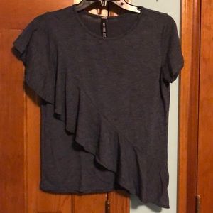 T-Shirt with Frills Navy Heather Blouse